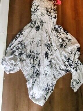 Women's White Floral Smocked Halter Top